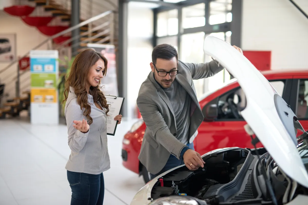 Checking a rental car before driving in Goa