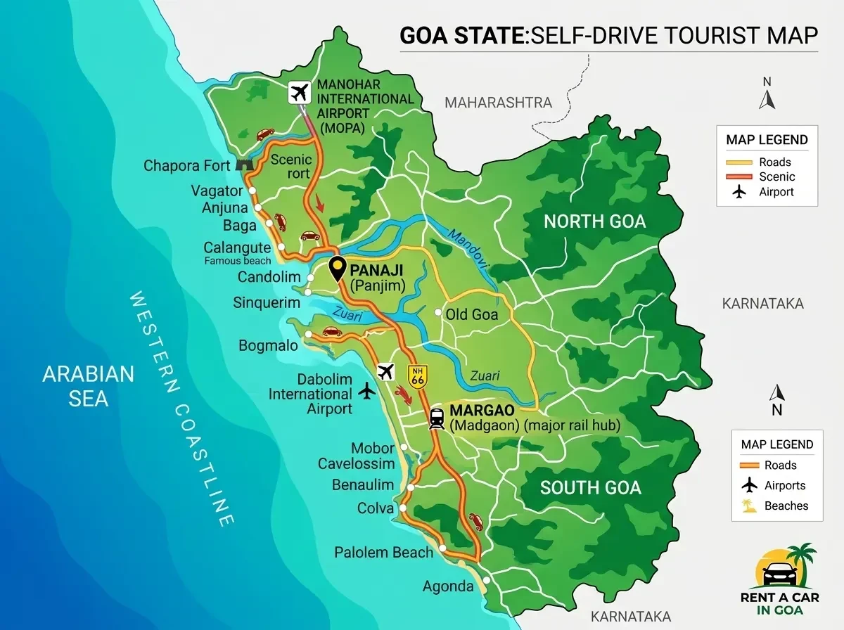 Goa Tourist Self-Drive Road Map